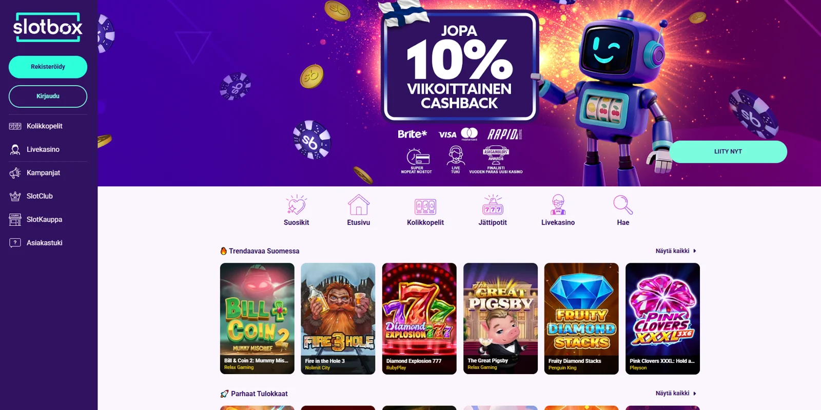 Slotbox Casinon etusivu